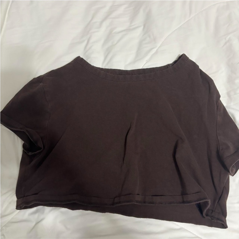 Divided Dark Brown Crop Top